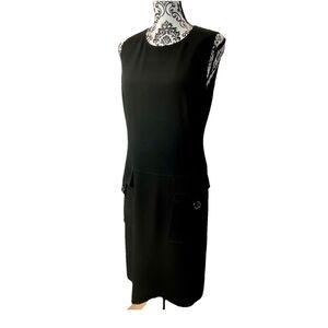 Etcetera Utility Black Dress Front Pockets Mod 50s Style Womens Sz 10 Minimalist